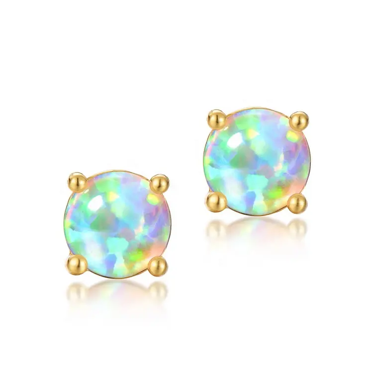 Classical modische stud trendy ohrringe einfache design 6mm synthetische opal runde ohrringe