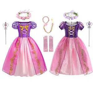 Fantasia de princesa para meninas, vestido de princesa para festa, dia das bruxas, 2 estilos