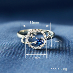 Anillo de cielo estrellado con circonita cúbica en forma de estrella y engaste micro pavé, joyería de moda unisex, regalo T0161 - Product Image 5