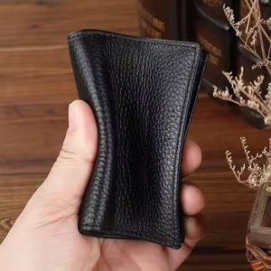 Personnalisé Slim Id Business Name Card Holder Portefeuille Pince à billets Litchi Grain Première couche Cuir de vachette Titulaire de la carte de crédit - Product Image 3