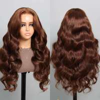 Couleur #4 chocolat brun lâche vague de corps 5x5 HD dentelle sans colle Mini noeuds pré-plumé cheveux humains pré-coupé dentelle perruque