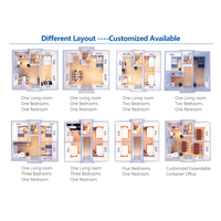 Maison conteneur modulaire pliable et extensible avec 2 chambres