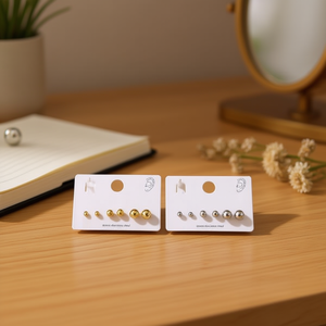 Orecchini a Sfera in Acciaio Inossidabile 4mm 6mm 8mm Set di Tre Paia Gioielli alla Moda - Product Image 3