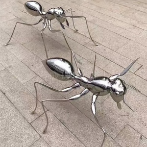 ประติมากรรมสัตว์สแตนเลสขนาดเท่าตัวจริงสำหรับสวนสาธารณะ รูปมดกินแอปเปิ้ล ประติมากรรมสแตนเลส - Product Image 3