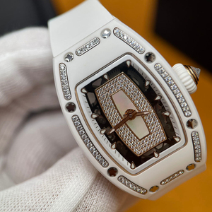RM 07-01 Style Women <b>Watch</b> 31mm White Ceramic Tonneau Case Diamond Bezel Automatic Mechanical Wristwatch - Product Image 1