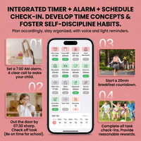Layar LCD Digital Tiga-dalam-Satu: Jadwal, Pemeriksaan Jadwal Pelajar, Jam Alarm, Snooze, Lampu Latar, Timer Visual, Suhu