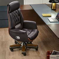 Chaise de bureau en cuir antique Chaise de direction Boos noire de luxe Chaise de bureau de PDG réglable classique