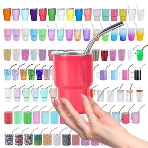 Mini gobelets personnalisés avec logo, verre à shot par sublimation avec couvercle à paille, gobelet à vin isolé sous vide <span class=keywords><strong>de</strong></span> 3 oz pour <span class=keywords><strong>whisky</strong></span> et vodka - Product Image 1