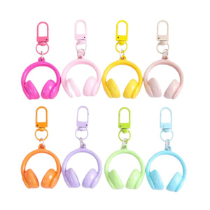 Porte-clés mini-casque 3D, Charme mignon en acrylique pour écouteurs, Pendentif de sac coloré pour les amateurs de musique et les adolescents - Product Image 2