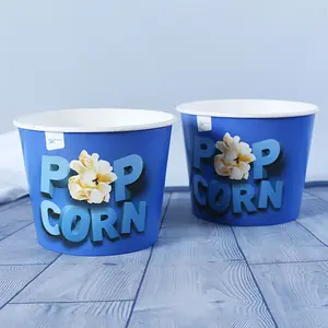 64oz/130ozCustom Printed Popcorn Cup,Popcorn Bowl, Großhandel Einweg papier Custom Logo Printed Popcorn Eimer mit Deckel