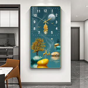 Décoration Moderne pour Restaurant Peinture Animale de Cerf Peinture sur Porcelaine de Cristal Horloge Murale Cadre d'Art Peinture Murale - Product Image 4