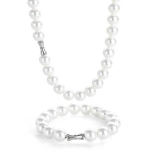 Hot Sale Schmuck Hip Hop Edelstahl Frauen Männer Halskette 6/8/10/12mm Runde Perlen Süßwasser Perlenkette Choker Halskette - Product Image 1