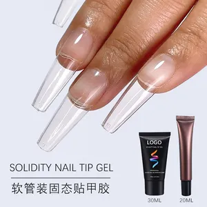 Custom logo label 15ml glue gel tube soft bonding clear adhesive solid nail glue uv gel nail polish