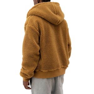 Vêtements d'hiver personnalisés avec logo brodé, veste en polaire sherpa, fourrure chaude et moelleuse, fermeture éclair, sweat à capuche - Product Image 3