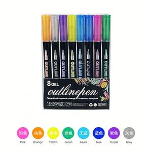 Marcadores Permanentes de Doble Línea No Tóxicos en 8 Colores, Resaltadores y Marcadores Ideales para Estudiantes MK001008 - Product Image 3