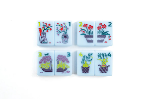 Stock Cornflower Blue Acrylic Mahjong Set Modern Dragon <b>Tower</b> Design Folding Legs Portable Traditional Chinese American Dual-Use - Product Image 4
