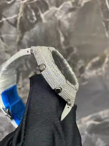 <b>Mens</b> <b>Stainless</b> <b>Steel</b> Quartz Watch with Glass Dial Bezel Shine Moissanite Diamond Inspired Dial Markers for Luxury Business Style - Product Image 3