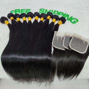 Letsfly Fournisseurs de cheveux humains, mèches de cheveux vierges brésiliens naturels lisses avec fermeture, cadeau gratuit 3 pièces de fermeture en dentelle - Product Image 3