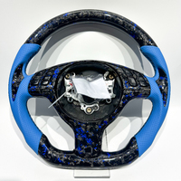 Volant en cuir perforé en fibre de carbone bleue forgé sur mesure pour BMW Série 3 Série 5 E46 M3 M6 E61 E62 E63 Upgrade