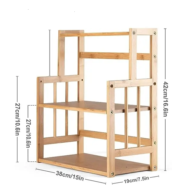 kitchen Adjustable Shelf Cabinet Bamboo Spice Rack Storage Shelves household bamboo wooden racks 3 layers