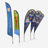 Drapeau publicitaire personnalisé en polyester à plumes – Bannière promotionnelle extérieure sur pied avec logo et texte sur mesure