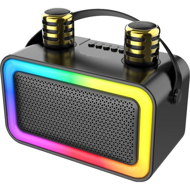 2025 New Portable PA System with Rich Bass Sound Wireless Party Speaker and Dual Mic Karaoke Function USB Communication