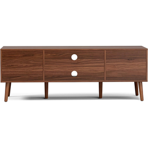 Nu-דקו טלוויזיה לעמוד בסלון באמצע המאה המודרני מרכז הבידור אגוז טלוויזיה קונסולת נלווה ארונות הדלת פתוחים מדפים - Product Image 2