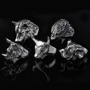 Anillos Punk para Hombre, Joyería de Acero Inoxidable, Diseños de Calaveras, Anillo de Dedo Personalizado Vikling, Precio al por Mayor - Product Image 1