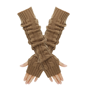 Frauen Winter warm gestrickt Arm wärmer Handschuhe Fäustlinge lange finger lose Daumenloch Ebene für Sport Radfahren täglichen Gebrauch im Freien - Product Image 1