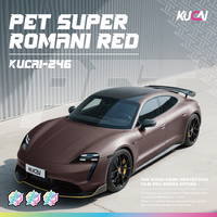 KUCAI 1.52*17 mètres Film Vinyle Adhésif PET Rouge Super Romani pour Enveloppement Complet de Voiture