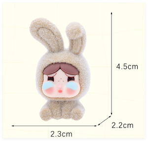 Miniatura di bambola che piange, colorata e floccata, con coniglietto 3D, ciondolo per bambini, sorpresa in sacchetto portafortuna. - Product Image 5