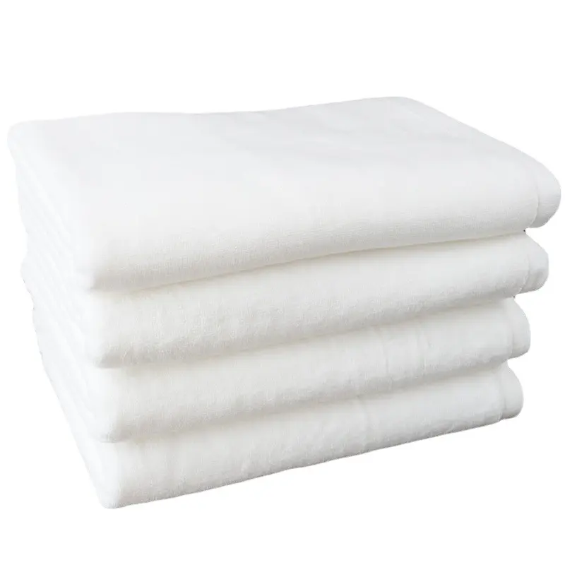 ผ้าเช็ดตัวผ้าฝ้ายสีขาวบริสุทธิ์ ขนาดใหญ่พิเศษและหนา ดูดซับและนุ่มพิเศษ ไม่หลั่ง