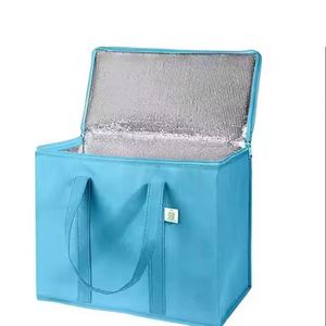 Custom Waterproof Food Insulation Bag With Logo Wholesale Blue Large Capacity Reusable Cooler - Product Image 2
