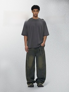 Camiseta de Corte Regular para <span class=keywords><strong>Hombre</strong></span>, Estilo Crop Top, Cuello Redondo, 100% Algodón, Ribete de Felpa Francesa, Logotipo Personalizado OEM, Casual, Sólida, Transpirable, Bordada - Product Image 5