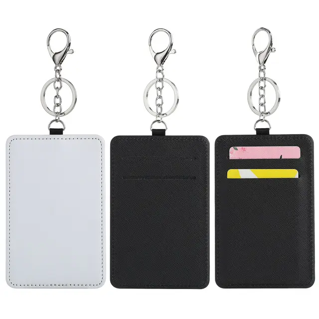 Custom best gift Sublimation blank leather card holder Leather Keychain business bank card holder covers