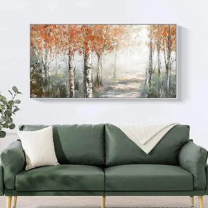 Peinture Forêt Dorée Minimaliste sur Toile Faite à la Main, Œuvre d'Art Texturée pour Hôtels, Décoration Murale pour la Maison, Décoration Commerciale - Product Image 2