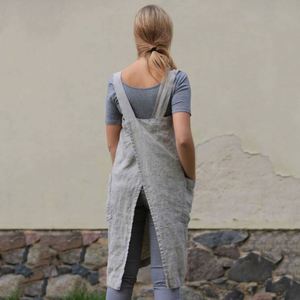 Tablier en lin et coton pour femme, confortable et respirant, idéal pour la maison, le jardinage, l'artisanat, style robe, directement de l'usine - Product Image 3