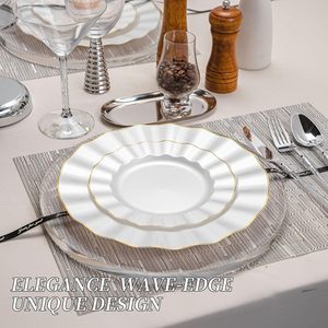 <span class=keywords><strong>Piatti</strong></span> di Plastica Usa <span class=keywords><strong>e</strong></span> Getta Resistenti <span class=keywords><strong>Bianco</strong></span> Perla con Bordo Dorato per Feste <span class=keywords><strong>e</strong></span> Matrimoni - Product Image 3