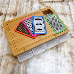 Taglieri in bambù con contenitori estraibili in plastica per set da cucina con custodia portaoggetti - Product Image 5