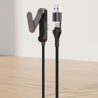 Câble de charge rapide USB Type C vers Type C 65W 2 en 1 avec support pliable pour Samsung, Huawei, Xiaomi, Redmi, iPhone