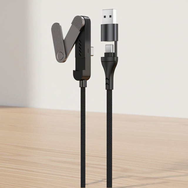 2 in 1 USB a Type C to Type C 65W Fast Charging Cable with Tri-fold Stand for Samsung for Huawei for Xiaomi for Redmi for iphone