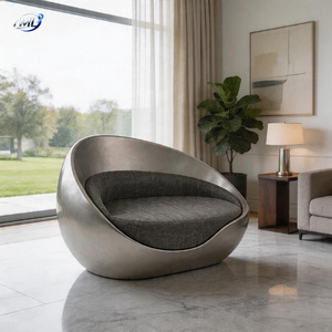 Sofá Esquinero Tapizado en Plata FRP para Hotel, Lobby, Escuela, Hogar, Muebles de Estilo Moderno Personalizado, Forma Redonda - Product Image 3