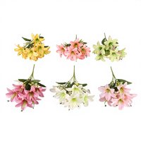 SEASON 7 Lilien-Kunstblumenstrauß für Heim-, Hochzeits- und Partydekoration, Seidenblumenstrauß