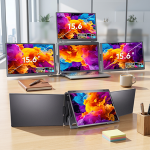 จอภาพพกพาสำหรับแล็ปท็อปขนาด 15.6 นิ้ว 1080P Quad สายเชื่อมต่อเดียว IPS จอคู่ สำหรับธุรกิจ การซื้อขาย เกมมิ่ง USB C Extender - Product Image 1
