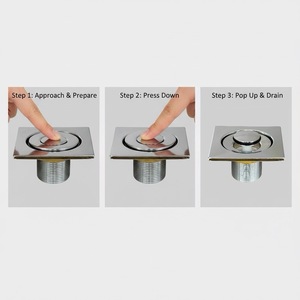 Hiện đại rustproof thép không gỉ Grate vuông cống sàn với Push-in cài đặt cho dễ dàng bảo trì phòng tắm - Product Image 6