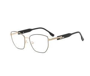 Monture de lunettes polygonale en métal or-noir raffiné avec détails exquis pour un usage quotidien haut de gamme et un style de bureau luxueux - Product Image 1