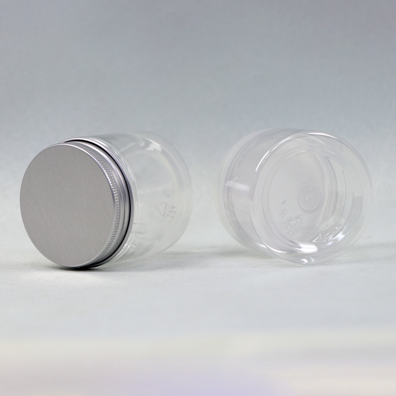Factory Price 300ml 400ml 500ml Plastic Jar With Aluminum Cap Round Food Store Jars With Lid PET Jar