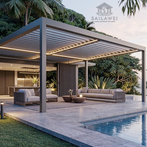 Pergola 6x3m da Esterno Eco-Friendly con Tetto a Lamelle in Alluminio, Gazebo con Apertura Manuale, Parasole Resistente alle Intemperie <span class=keywords><strong>per</strong></span> Giardino <span class=keywords><strong>e</strong></span> Cortile - Product Image 1