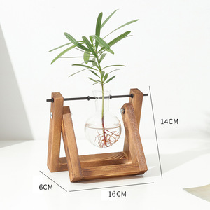 <span class=keywords><strong>Vase</strong></span> <span class=keywords><strong>en</strong></span> <span class=keywords><strong>verre</strong></span> nordique hydroponique moderne de table Terrarium de plantes de <span class=keywords><strong>jacinthe</strong></span> 1 2 3 bouteilles support <span class=keywords><strong>en</strong></span> bois - Product Image 2