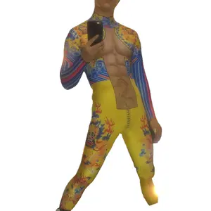 ชุดคอสเพลย์จักรพรรดิพิมพ์ลายมังกรสไตล์จีน,จั๊มสูทสำหรับผู้ชายชุดแสดงบนเวทีชุดสำหรับการแสดง